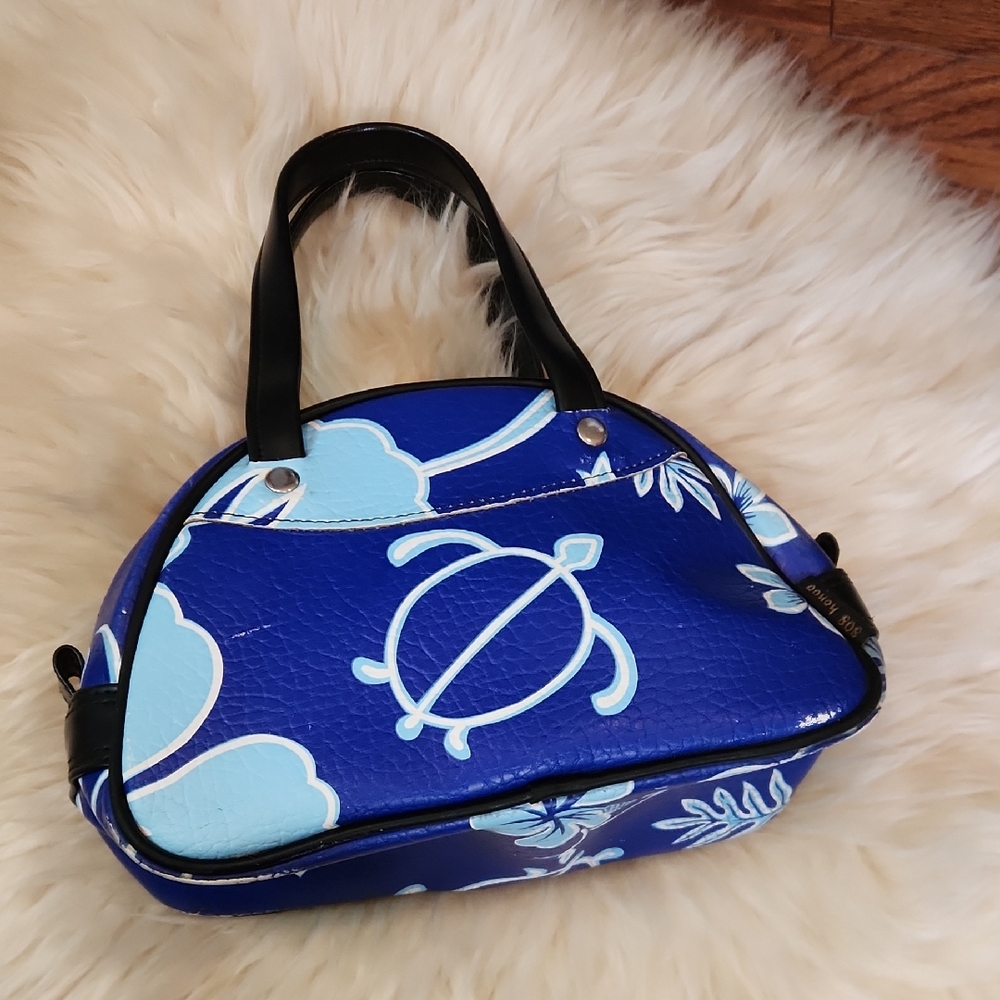 808 Honua Blue Floral Pattern Mini Zipped Handbag - Picture 1 of 7